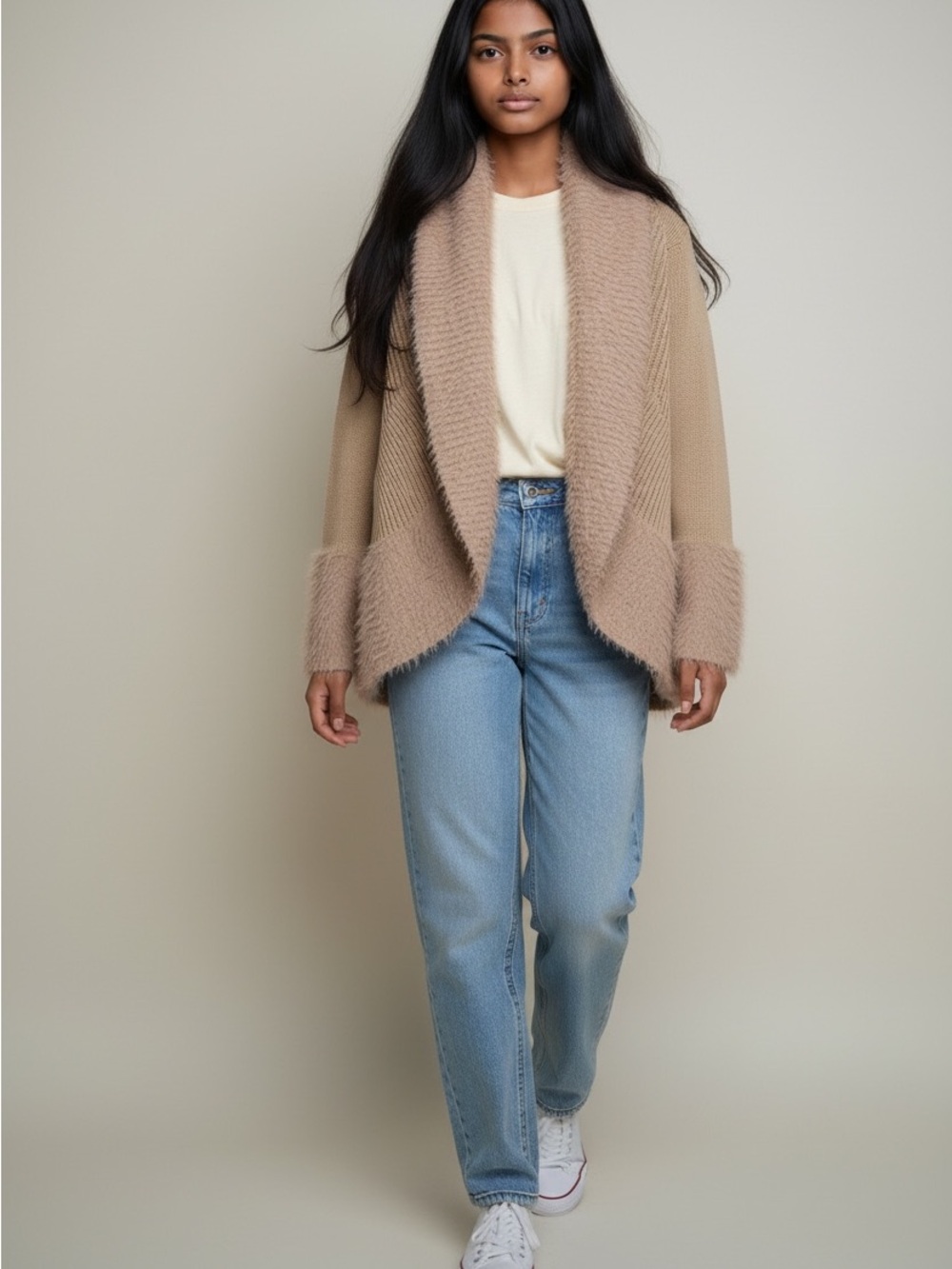 Millers Woman Cozy Shawl-Collar Open Cardigan Jacket - Taupe Size M New with Tag